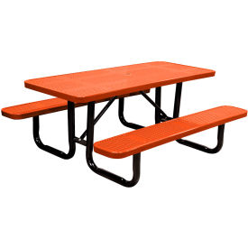 Leisure Craft™ 6' Rectangular Standard Picnic Table Perforated Metal Portable Orange T6XPP-PERF-ORANGE