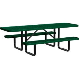 Leisure Craft™ 8' Rectangular Standard ADA Picnic Table Expanded Metal Portable Black Green T8XPP-ADA-BLACK GREEN