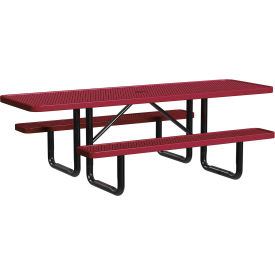 Leisure Craft™ 8' Rectangular Standard ADA Picnic Table Expanded Metal Portable Burgundy T8XPP-ADA-BURGUNDY