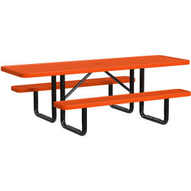 Leisure Craft™ 8' Rectangular Standard ADA Picnic Table Expanded Metal Portable Orange T8XPP-ADA-ORANGE