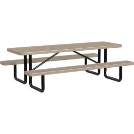 Leisure Craft™ 8' Rectangular Standard Picnic Table Expanded Metal Portable Beige T8XPP-BEIGE