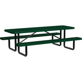 Leisure Craft™ 8' Rectangular Standard Picnic Table Expanded Metal Portable Black Green T8XPP-BLACK GREEN