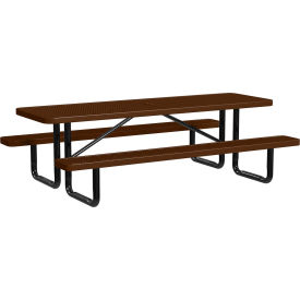 Leisure Craft™ 8' Rectangular Standard Picnic Table Expanded Metal Portable Brown T8XPP-BROWN