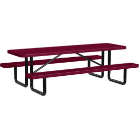 Leisure Craft™ 8' Rectangular Standard Picnic Table Expanded Metal Portable Burgundy T8XPP-BURGUNDY