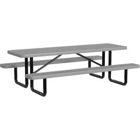 Leisure Craft™ 8' Rectangular Standard Picnic Table Expanded Metal Portable Granite T8XPP-GRANITE