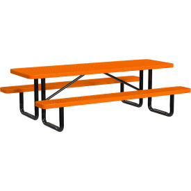 Leisure Craft™ 8' Rectangular Standard Picnic Table Expanded Metal Portable Orange T8XPP-ORANGE