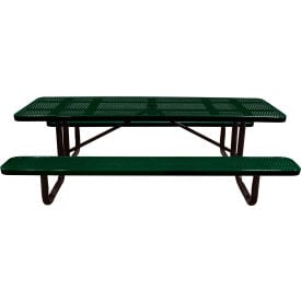 Leisure Craft™ 8' Rectangular Standard Picnic Table Perforated Metal Portable Black Green T8XPP-PERF-BLACK GREEN