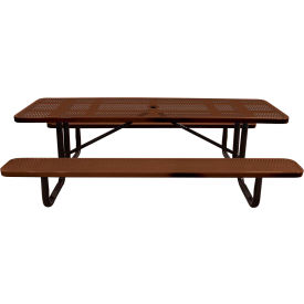 Leisure Craft™ 8' Rectangular Standard Picnic Table Perforated Metal Portable Brown T8XPP-PERF-BROWN