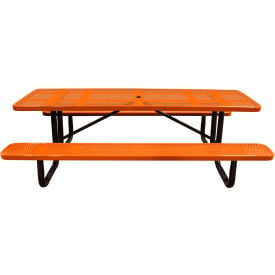Leisure Craft™ 8' Rectangular Standard Picnic Table Perforated Metal Portable Orange T8XPP-PERF-ORANGE
