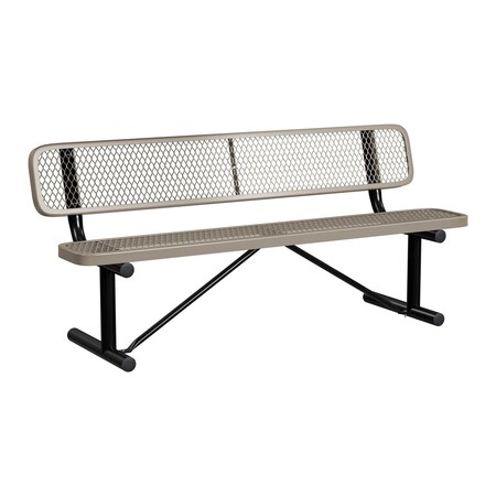 Bench/Back, Portable, 6ft., Beige MPN:B6WBP-BEIGE