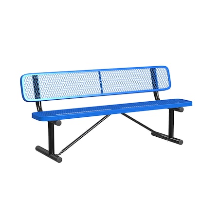 Leisure Craft 6 FT Outdoor Bench with Back, Portable, Blue MPN:B6WBP-BLUE