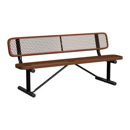 Bench/Back, Portable, 6ft., Brown MPN:B6WBP-BROWN