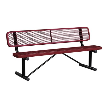 Bench/Back, Portable, 6ft., Burgundy MPN:B6WBP-BURGUNDY