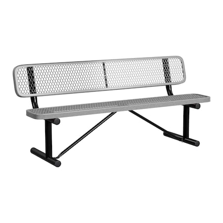 Bench/Back, Portable, 6ft., Granite MPN:B6WBP-GRANITE