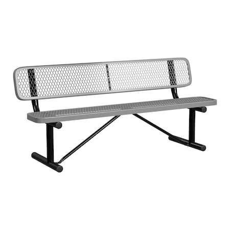 Bench/Back, Portable, 6ft., Gray MPN:B6WBP-GRAY