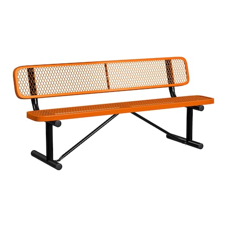 Bench/Back, Portable, 6ft., Orange MPN:B6WBP-ORANGE