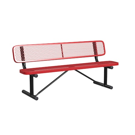 Leisure Craft 6 FT Outdoor Bench with Back, Portable, Red MPN:B6WBP-RED