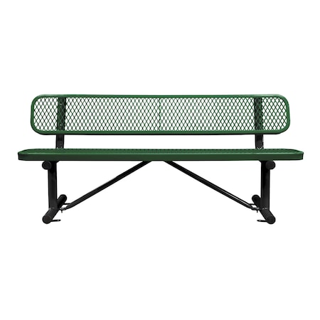 Bench/Back, Surface Mount, 6ft., Blk/Grn MPN:B6WBSM-BLACK GREEN