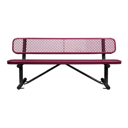 Bench/Back, Surface Mount, 6ft., Burgundy MPN:B6WBSM-BURGUNDY