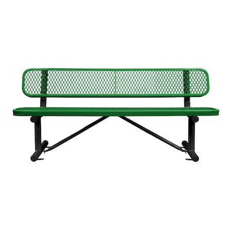 Bench/Back, Surface Mount, 6ft., Green MPN:B6WBSM-GREEN