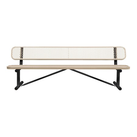 Portable, Bench with Back, 8ft., Beige MPN:B8WBP-BEIGE
