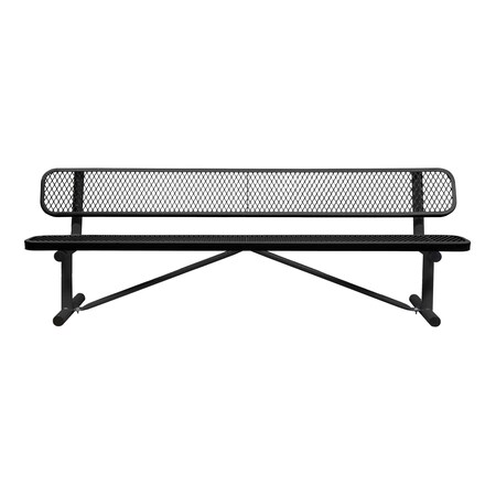 Portable, Bench with Back, 8ft., Black MPN:B8WBP-BLACK