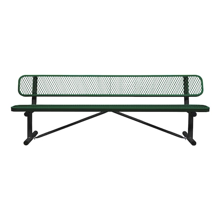Portable, Bench with Back, 8ft., Black/Grn MPN:B8WBP-BLACK GREEN