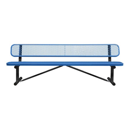 Portable, Bench with Back, 8ft., Blue MPN:B8WBP-BLUE