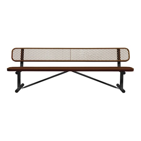 Portable, Bench with Back, 8ft., Brown MPN:B8WBP-BROWN