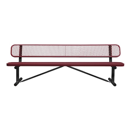 Portable, Bench with Back, 8ft., Burgundy MPN:B8WBP-BURGUNDY