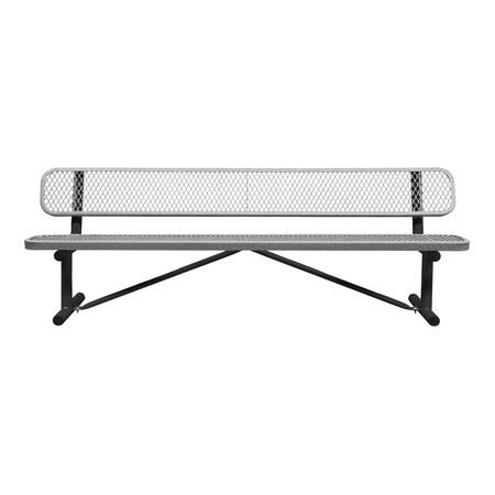 Portable, Bench with Back, 8ft., Granite MPN:B8WBP-GRANITE