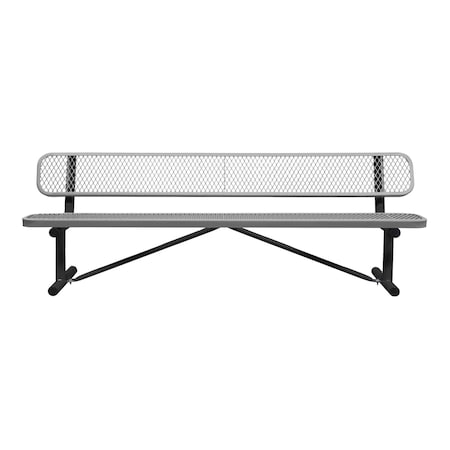 Portable, Bench with Back, 8ft., Gray MPN:B8WBP-GRAY