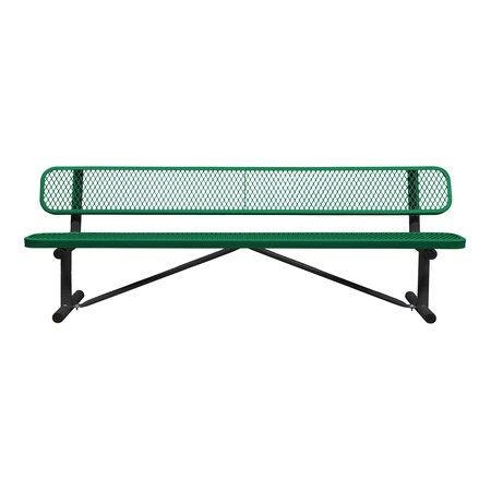 Portable, Bench with Back, 8ft., Green MPN:B8WBP-GREEN