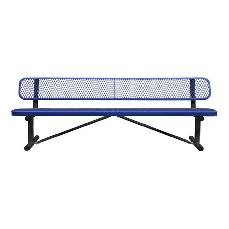 Portable, Bench with Back, 8ft., Navy MPN:B8WBP-NAVY