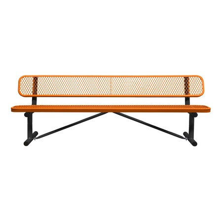 Portable, Bench with Back, 8ft., Orange MPN:B8WBP-ORANGE