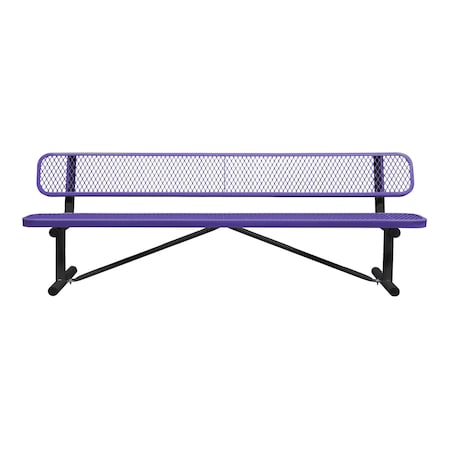 Portable, Bench with Back, 8ft., Purple MPN:B8WBP-PURPLE