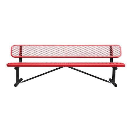 Portable, Bench with Back, 8ft., Red MPN:B8WBP-RED