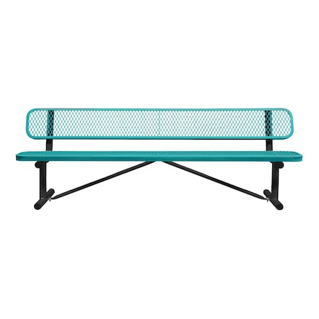 Portable, Bench with Back, 8ft., Teal MPN:B8WBP-TEAL