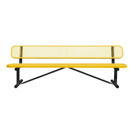 Portable, Bench with Back, 8ft., Yellow MPN:B8WBP-YELLOW