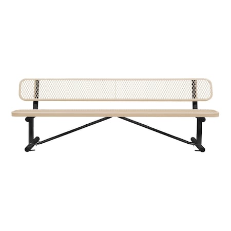 Bench/Back, Surface Mount, 8ft., Beige MPN:B8WBSM-BEIGE