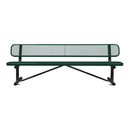 Bench/Back, Surface Mount, 8ft., Green MPN:B8WBSM-GREEN