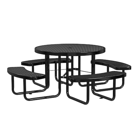 Round Picnic Table, Black, In Ground Mount, 46 in MPN:T46ROIG-BLACK