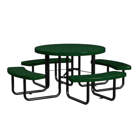 Round Picnic Table, Black/Green, In Ground Mount, 46 in MPN:T46ROIG-BLACK GREEN
