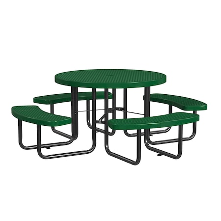 Round Picnic Table, Green, In Ground Mount, 46 in MPN:T46ROIG-GREEN