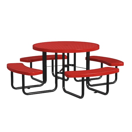 Round Picnic Table, Red, In Ground Mount, 46 in MPN:T46ROIG-RED