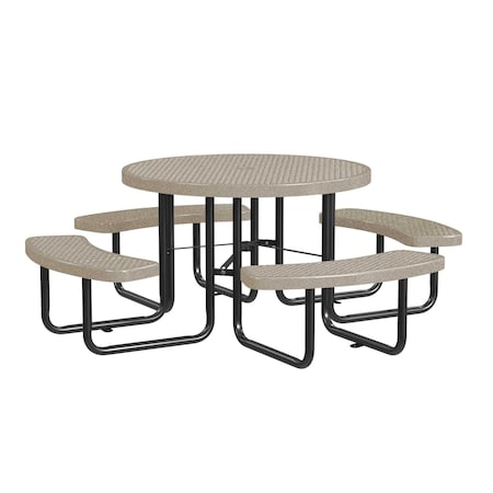 Round Picnic Table, In Ground Mount, Sandstone, 46 in MPN:T46ROIG-SANDSTONE