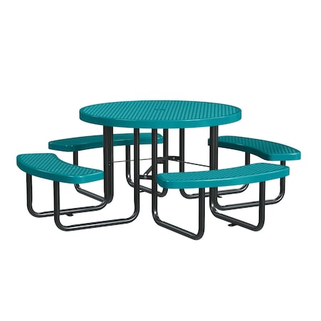 Round Picnic Table, In Ground Mount, Teal, 46 in MPN:T46ROIG-TEAL