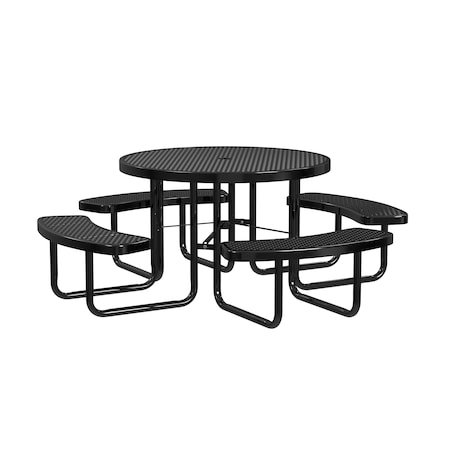Round Portable Picnic Table, Black, 46 in L MPN:T46ROP-BLACK