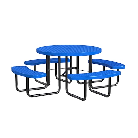 Round Portable Picnic Table, Blue, 46 in L MPN:T46ROP-BLUE