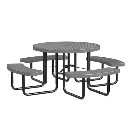 Round Portable Picnic Table, Granite, 46 in L MPN:T46ROP-GRANITE